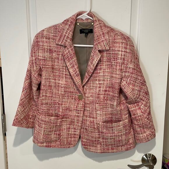 Talbots pink tweed wool blazer size 4P - Picture 2 of 5
